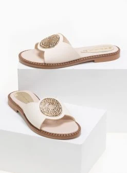 Σανδάλια δερμάτινα με στρογγυλό διακοσμητικό Estil - Ζαχαρί