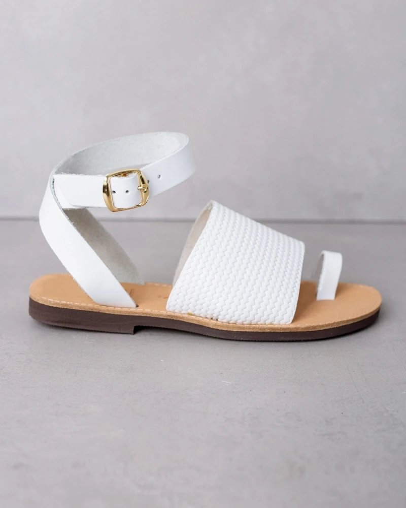 Σανδάλια δερμάτινα με σχέδιο ψάθα Estil - Λευκό 9 Σανδάλια δερμάτινα με σχέδιο ψάθα Estil - Λευκό - Image 7