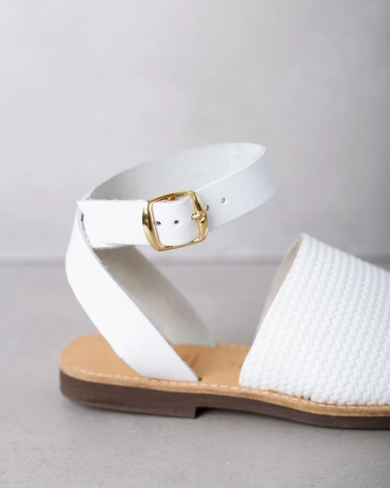 Σανδάλια δερμάτινα με σχέδιο ψάθα Estil - Λευκό 8 Σανδάλια δερμάτινα με σχέδιο ψάθα Estil - Λευκό - Image 6