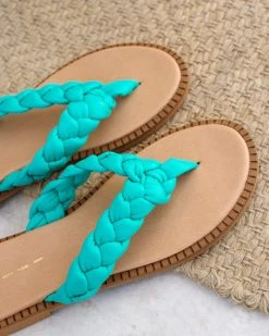 Estil Σανδάλια δερμάτινα με κοτσίδες - Μέντα -The Fashion Project κατάστημα estil flat sandalia me kotsides 89919 p3gn