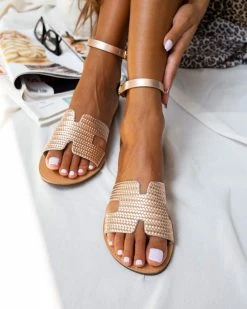 Σανδάλια Ankle Strap με ανάγλυφο σχέδιο Estil - Χαλκός