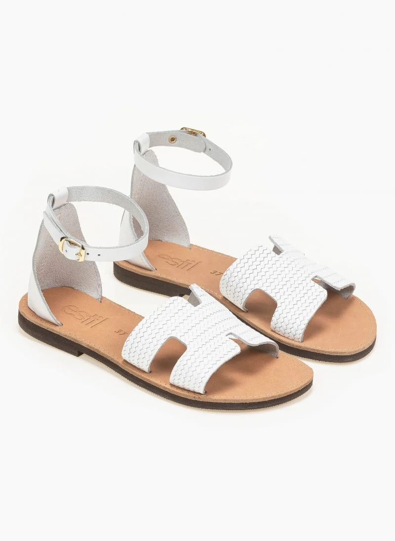 Σανδάλια Ankle Strap με ανάγλυφο σχέδιο Estil - Λευκό 3 Σανδάλια Ankle Strap με ανάγλυφο σχέδιο Estil - Λευκό