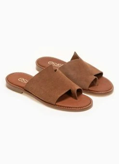 Σανδάλια καστόρινα με άνισο τελείωμα Estil - Ταμπά -The Fashion Project κατάστημα estil kastorina sandalia me aniso teleiwma 90865 9klm