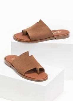 Σανδάλια καστόρινα με άνισο τελείωμα Estil - Ταμπά