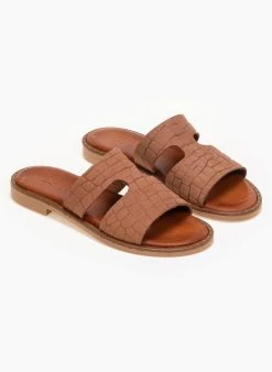 Σανδάλια δερμάτινα κροκό Estil - Ταμπά