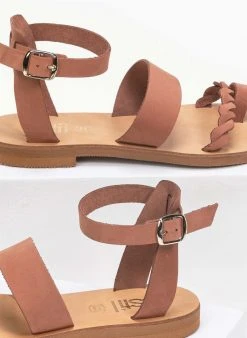 Σανδάλα δερμάτινα Ankle Strap Estil - Κεραμιδί -The Fashion Project κατάστημα estil nubuck dermatina pedila 91141 wfkp
