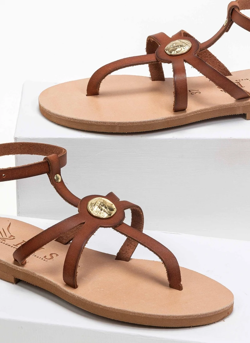 Σανδάλια δερμάτινα με μπαρέτα Iris - Καφέ 5 Σανδάλια δερμάτινα με μπαρέτα Iris - Καφέ - Image 3