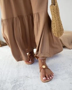 Σανδάλια δερμάτινα με μπαρέτα Iris - Καφέ 15 Σανδάλια δερμάτινα με μπαρέτα Iris - Καφέ -The Fashion Project κατάστημα flat dermatina pedila me mpareta 90608 kegc