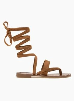 The Fashion Project Σανδάλια με κορδόνια Suede - Ταμπά