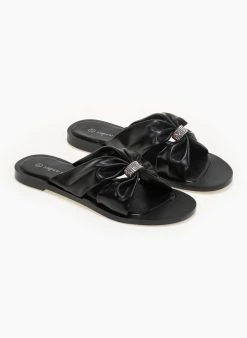 The Fashion Project Σανδάλια Crossover με στρας - Μαύρο