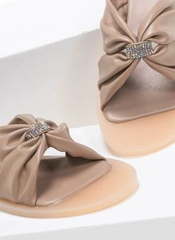 The Fashion Project Σανδάλια Crossover με στρας - Μπεζ -The Fashion Project κατάστημα flat sandalia me strass diakosmitiko 90279 226r