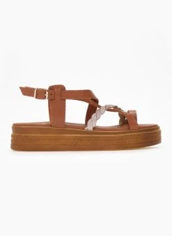 Flatforms δερμάτινα με Glitter Estil - Ταμπά