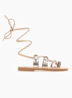 Σανδάλια δερμάτινα με κορδόνια Iris - Χρυσό -The Fashion Project κατάστημα isia dermatina lace up pedila 90634 opsh