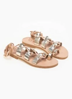 Σανδάλια δερμάτινα με κορδόνια Iris - Χρυσό -The Fashion Project κατάστημα isia dermatina lace up pedila 90634 pkxl