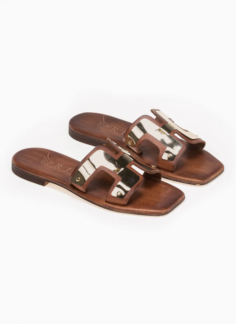 Σανδάλια δερμάτινα με ανοίγματα Iris - Καφέ 6 Σανδάλια δερμάτινα με ανοίγματα Iris - Καφέ - Image 4