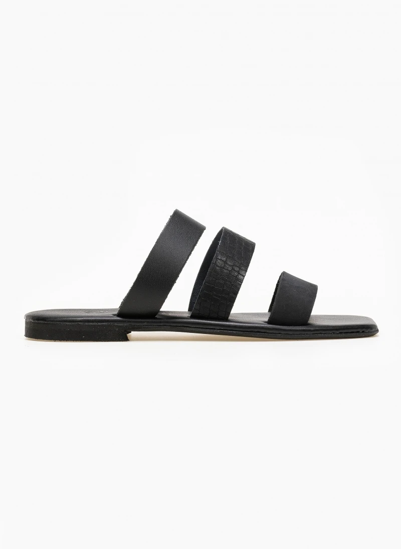 Σανδάλια δερμάτινα με φάσα κροκό Iris - Μαύρο 6 Σανδάλια δερμάτινα με φάσα κροκό Iris - Μαύρο - Image 4