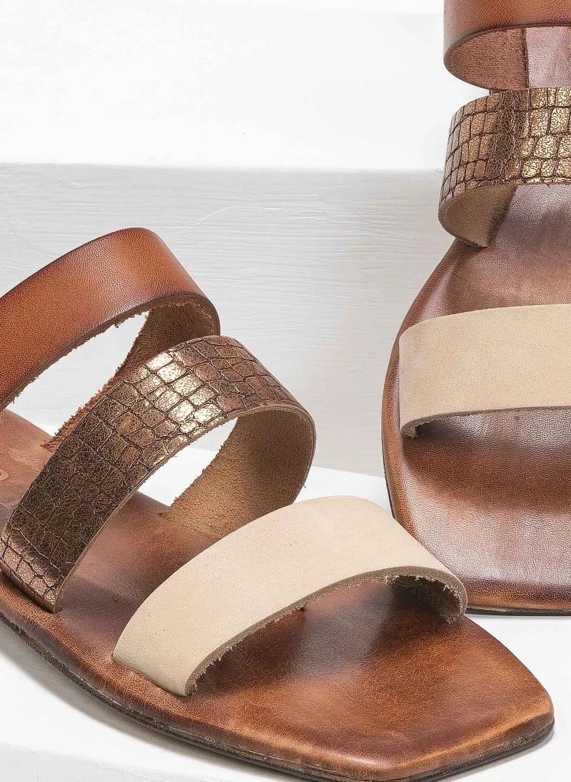 Σανδάλια δερμάτινα με φάσα κροκό Iris - Μπρονζέ 3 Σανδάλια δερμάτινα με φάσα κροκό Iris - Μπρονζέ