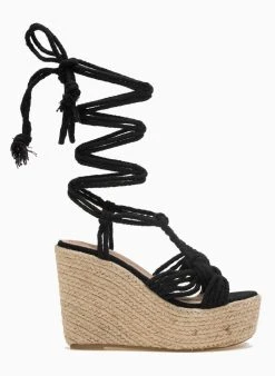 The Fashion Project Πλατφόρμες Suede Lace Up - Μαύρο