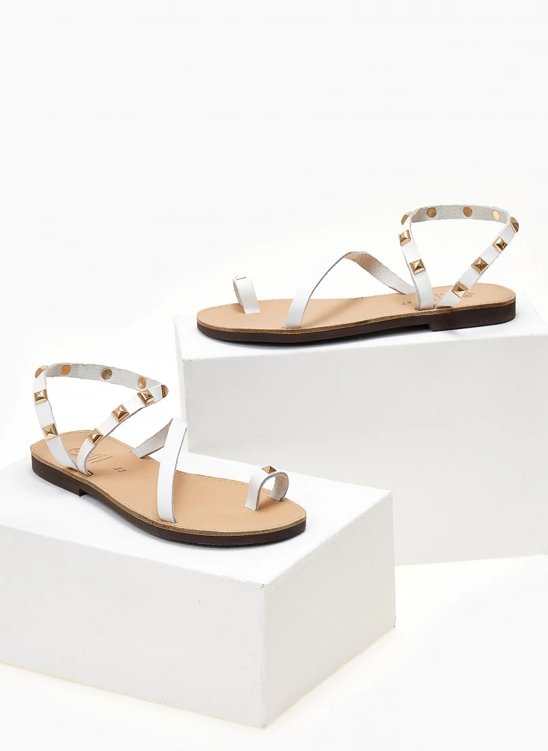 Σανδάλια δερμάτινα με τρουκς Estil - Λευκό 4 Σανδάλια δερμάτινα με τρουκς Estil - Λευκό - Image 2