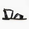 Πέδιλα δερμάτινα Crossover Tfp - Μαύρο -The Fashion Project κατάστημα pedila tfp flat dermatina me xiasti desimo 103750 cky8