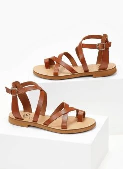 Πέδιλα δερμάτινα Crossover Tfp - Ταμπά -The Fashion Project κατάστημα pedila tfp flat dermatina me xiasti desimo 103751 eh9g