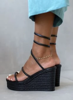 Πλατφόρμες δερμάτινες Lace Up Estil - Μαύρο -The Fashion Project κατάστημα platformes dermatines estil me elasma 106244 4hst
