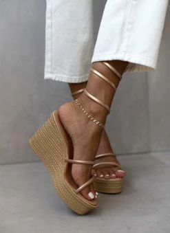 Πλατφόρμες δερμάτινες Lace Up Estil - Χαλκός -The Fashion Project κατάστημα platformes dermatines estil me elasma 106246 wdni