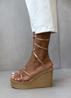 Πλατφόρμες δερμάτινες Lace Up Estil - Χαλκός