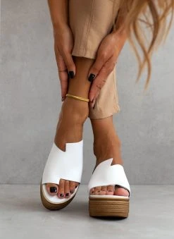 Πλατφόρμες δερμάτινες Estil - Λευκό