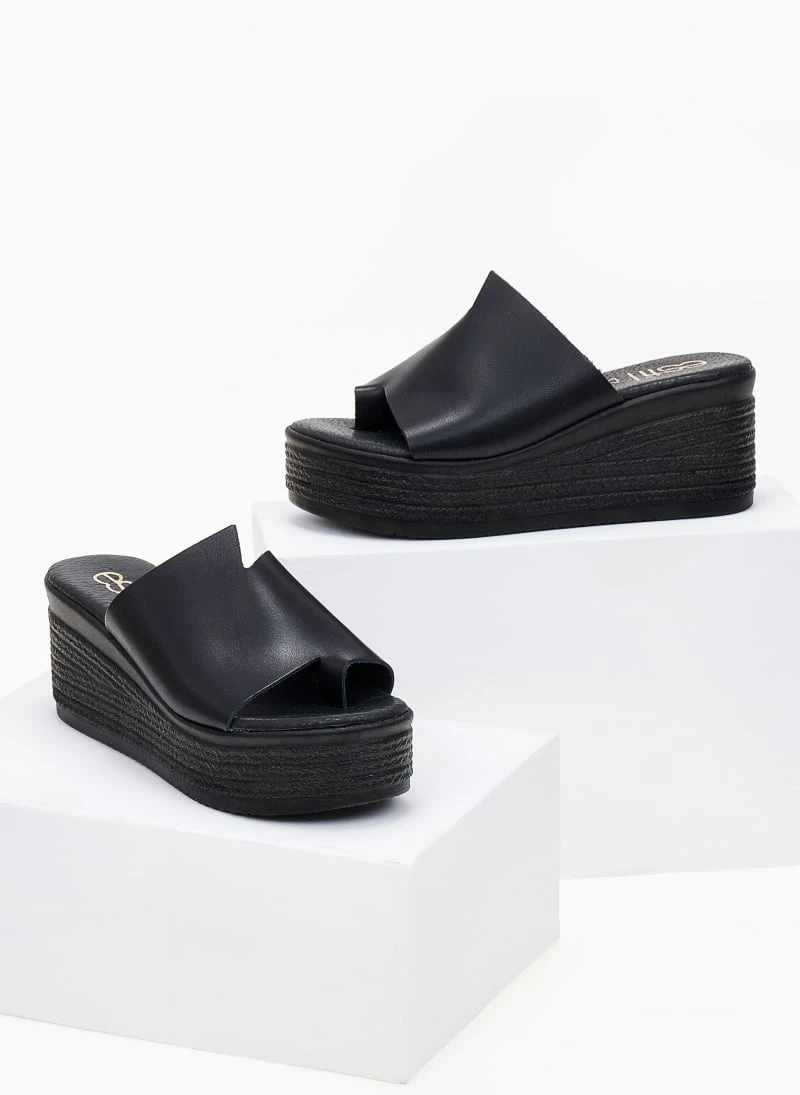 Πλατφόρμες δερμάτινες Estil - Μαύρο 5 Πλατφόρμες δερμάτινες Estil - Μαύρο - Image 3