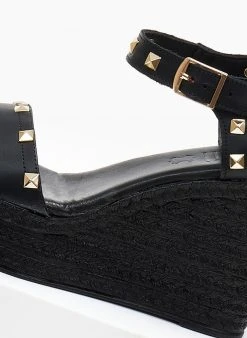 Πλατφόρμες δερμάτινες με τρουξ Estil - Μαύρο -The Fashion Project κατάστημα platformes dermatines estil me metallika trouks 105130 6b9d