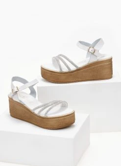 Πλατφόρμες δερμάτινες με Strass Estil - Λευκό -The Fashion Project κατάστημα platformes dermatines estil me strass 105024 7td3