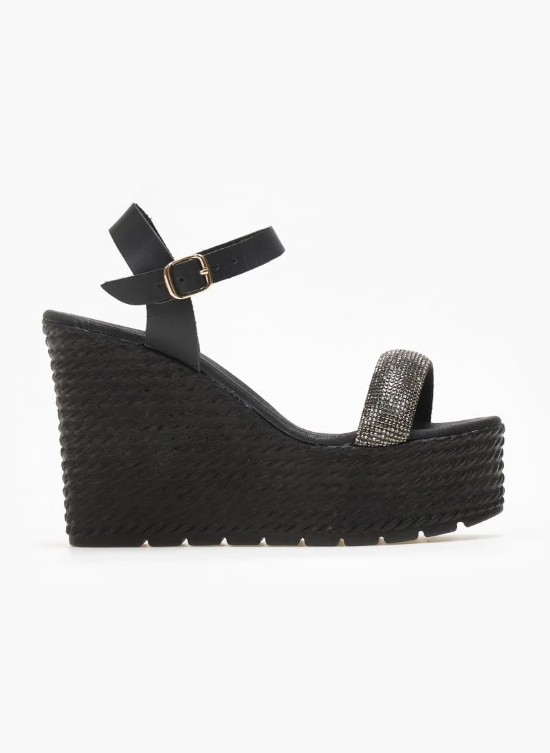 Πλατφόρμες δερμάτινες με μπαρέτα Estil - Μαύρο 3 Πλατφόρμες δερμάτινες με μπαρέτα Estil - Μαύρο