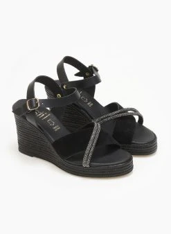 Πλατφόρμες δερμάτινες με στρας Estil - Μαύρο -The Fashion Project κατάστημα platformes dermatines me stras estil 111168 fdyb