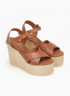 Πλατφόρμες δερμάτινες με χιαστί φάσες Estil - Ταμπά -The Fashion Project κατάστημα platformes dermatines me xiasti fases estil 111177 lcy9