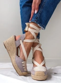 Xti Footwear Εσπαντρίγιες Platforms με κορδέλα Xti 44517 - Γκρι