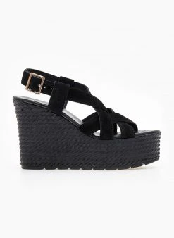 Πλατφόρμες καστόρινες χιαστί Estil - Μαύρο