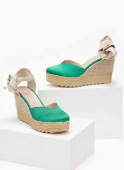 Εσπαντρίγιες Platforms Lace Up Estil - Πράσινο -The Fashion Project κατάστημα platformes estil saten me lace up desimo 101558 3nmj