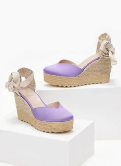 Εσπαντρίγιες Platforms Lace Up Estil - Μωβ -The Fashion Project κατάστημα platformes estil saten me lace up desimo 101559 nmtg