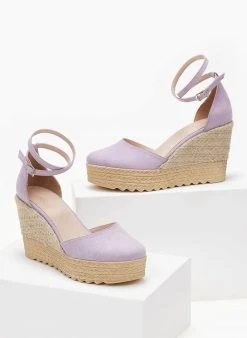 Εσπαντρίγιες Platforms με μπαρέτα Estil - Λιλά -The Fashion Project κατάστημα platformes estil suede me mpareta 101567 mgpg