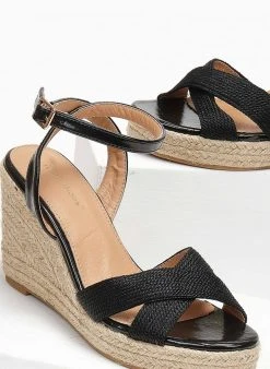 The Fashion Project Πλατφόρμες με πλεκτές σχοίνινες φάσες - Μαύρο -The Fashion Project κατάστημα platformes me plektes sxoinines fases 111046 vv6i