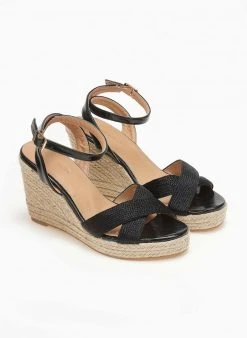 The Fashion Project Πλατφόρμες με πλεκτές σχοίνινες φάσες - Μαύρο -The Fashion Project κατάστημα platformes me plektes sxoinines fases 111046 wogs