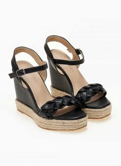 The Fashion Project Πλατφόρμες με πλεκτή φάσα - Μαύρο -The Fashion Project κατάστημα platformes me plekti fasa 104724 tkwg