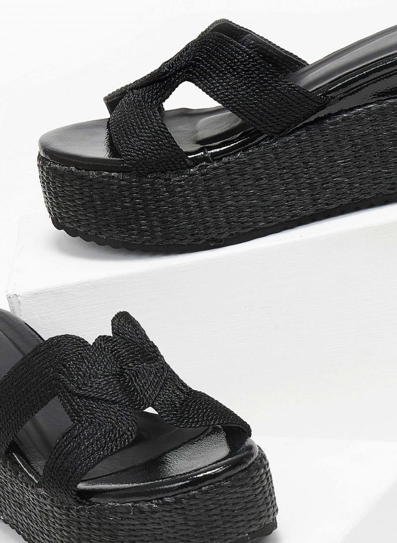 The Fashion Project Πλατφόρμες με σχέδιο από σχοινί - Μαύρο 4 The Fashion Project Πλατφόρμες με σχέδιο από σχοινί - Μαύρο - Image 2