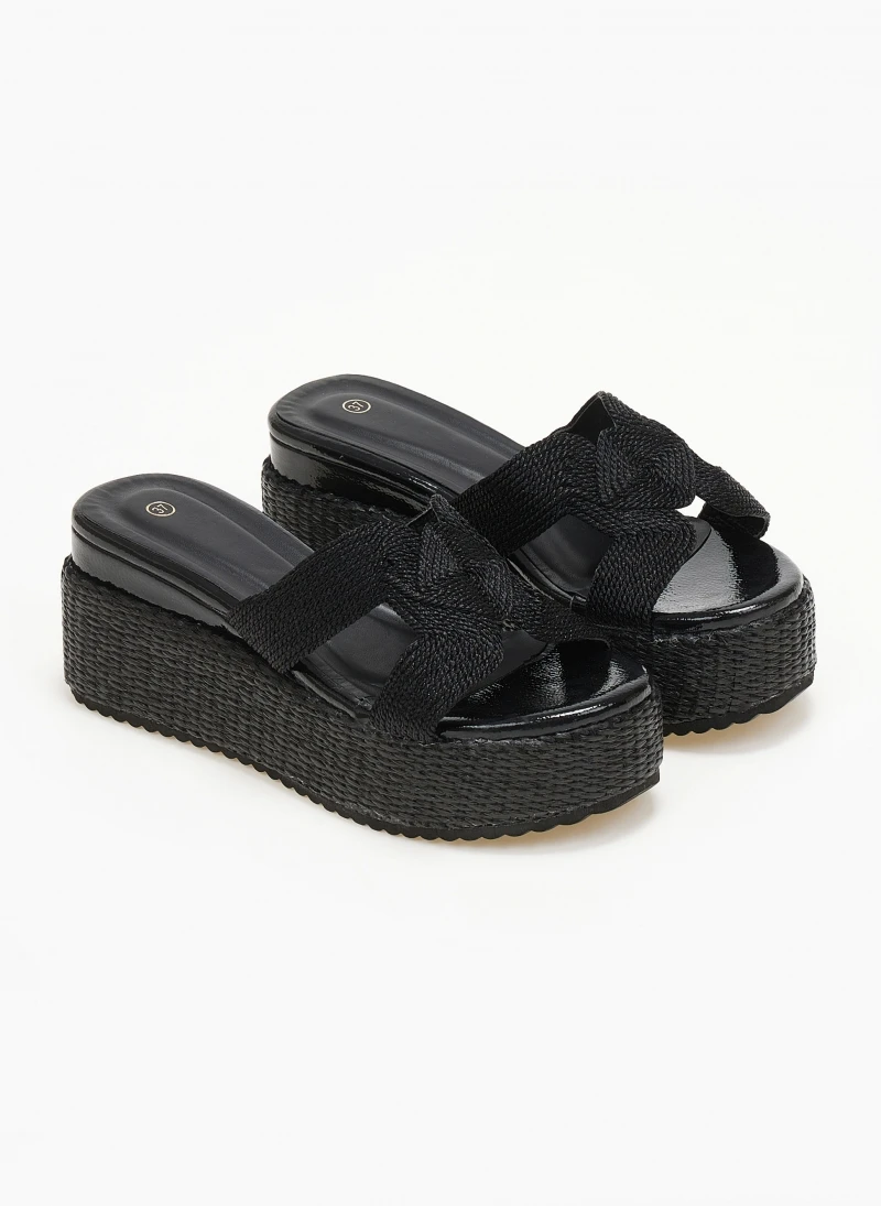 The Fashion Project Πλατφόρμες με σχέδιο από σχοινί - Μαύρο 6 The Fashion Project Πλατφόρμες με σχέδιο από σχοινί - Μαύρο - Image 4