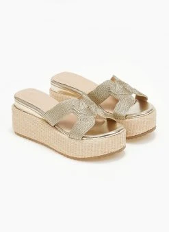 The Fashion Project Πλατφόρμες με σχέδιο από σχοινί - Χρυσό