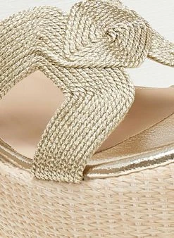 The Fashion Project Πλατφόρμες με σχέδιο από σχοινί - Χρυσό -The Fashion Project κατάστημα platformes me sxedio apo sxoini 110629 c633