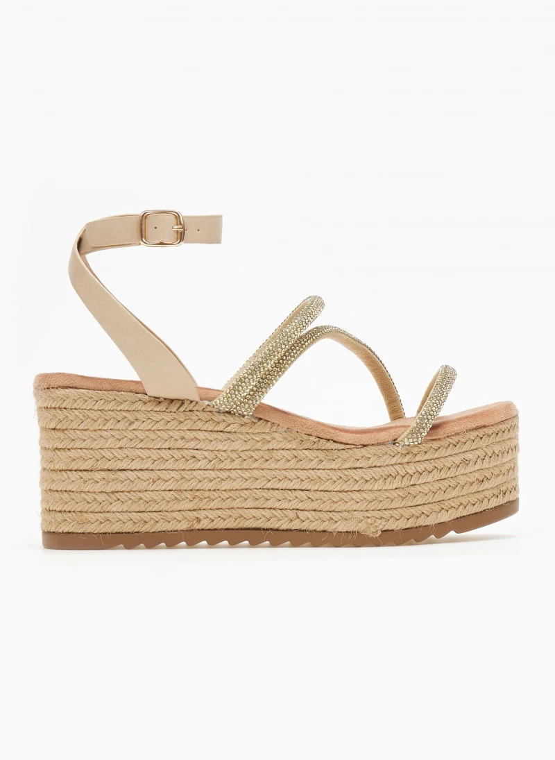 The Fashion Project Πλατφόρμες με σχοίνινη σόλα και στρας - Μπεζ 3 The Fashion Project Πλατφόρμες με σχοίνινη σόλα και στρας - Μπεζ