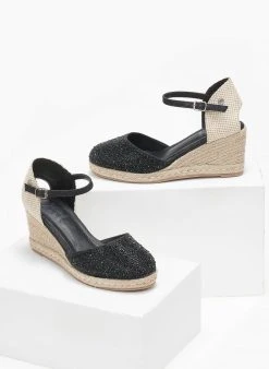 Xti Footwear Εσπαντρίγιες Platform με στρας Xti 141324 - Μαύρο -The Fashion Project κατάστημα platformes me sxoinini sola kai strassxti 141324 110195 2uu6