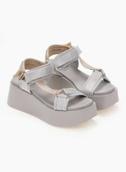 Xti Footwear Πλατφόρμες σανδάλια με υφασμάτινες φάσες Χτι 43948 - Γκρι -The Fashion Project κατάστημα platformes sandalia me ufasmatines fases xti 43948 102139 wxca